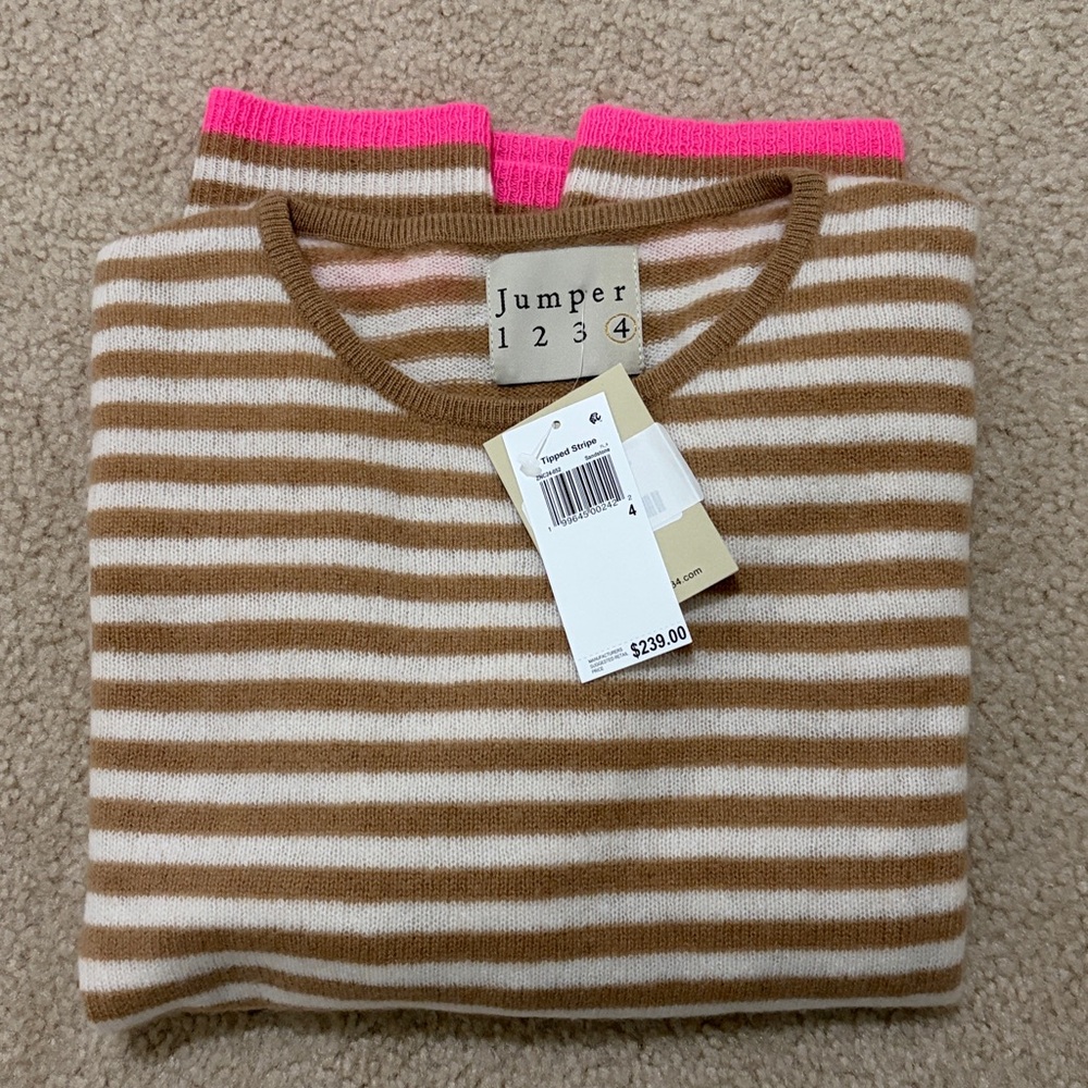 Jumper 1234 Pink Striped Women's Cashmere Sweater - Picture 3 of 12